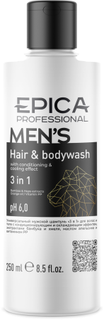 EPICA Professional Men's Универсальный мужской шампунь для волос и тела 300мл EPICA Professional Men's Универсальный мужской шампунь для волос и тела 300мл