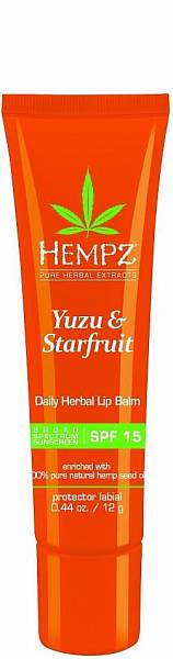 Hempz Бальзам для губ солнцезащитный увлажняющий Yuzu & Starfruit Daily Herbal Lip Balm SPF 15